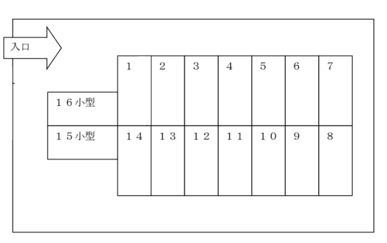 六反中央駐車場の駐車配置図