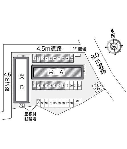 栄Ａ(25762)の駐車配置図