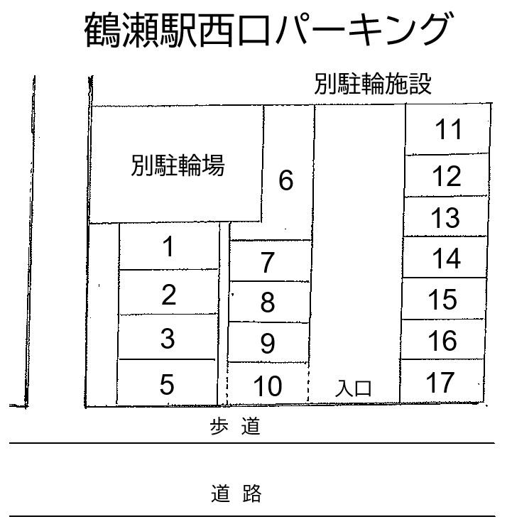 鶴瀬駅西口パーキングの駐車配置図