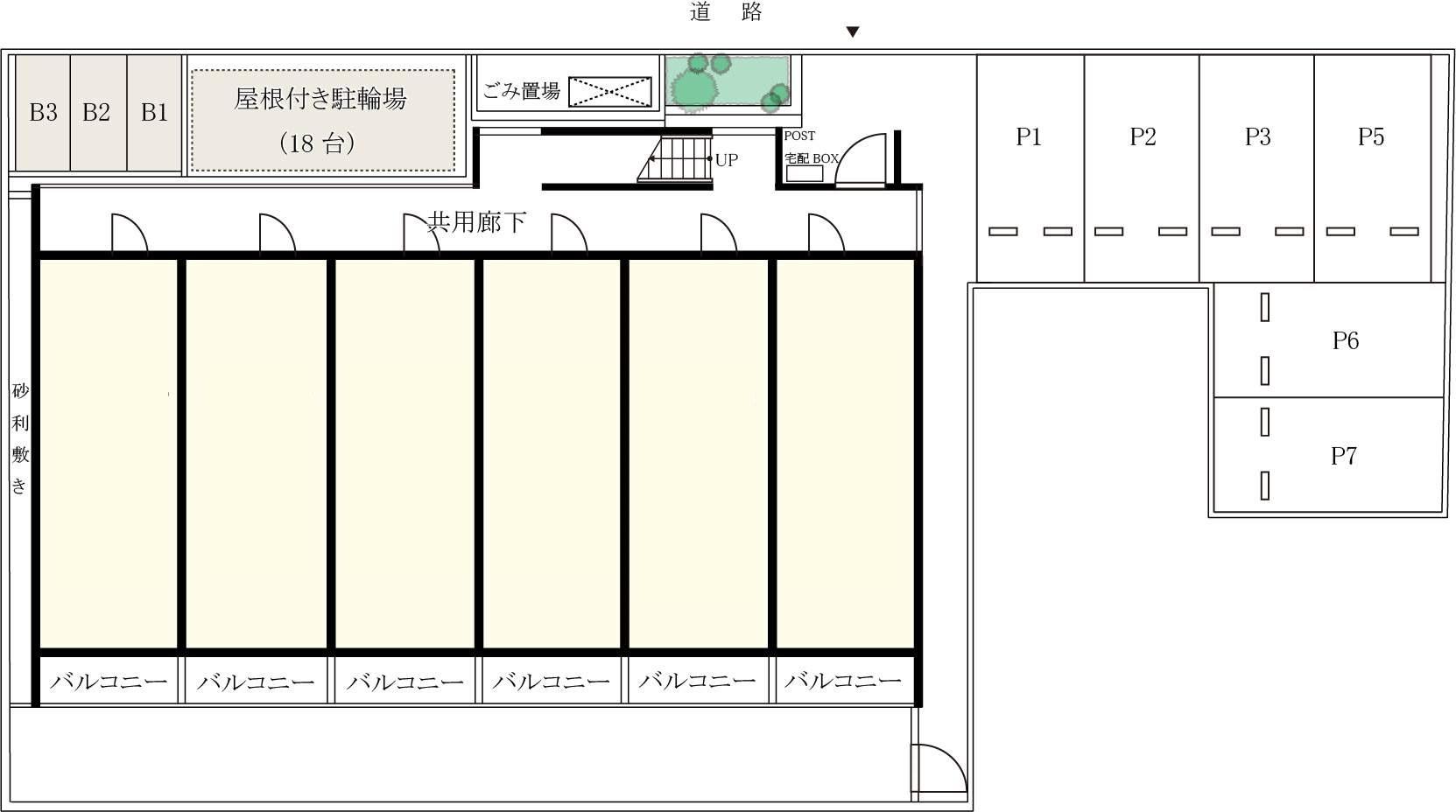 ラウレア小幡駐車場の駐車配置図
