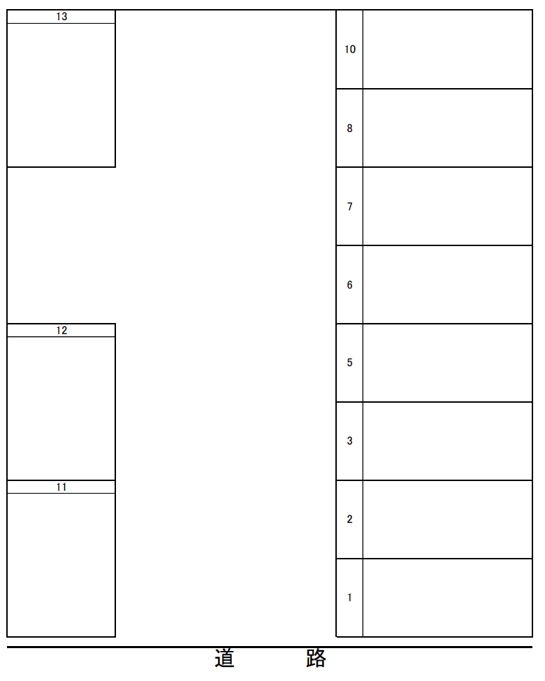 供武駐車場Ⅱの駐車配置図