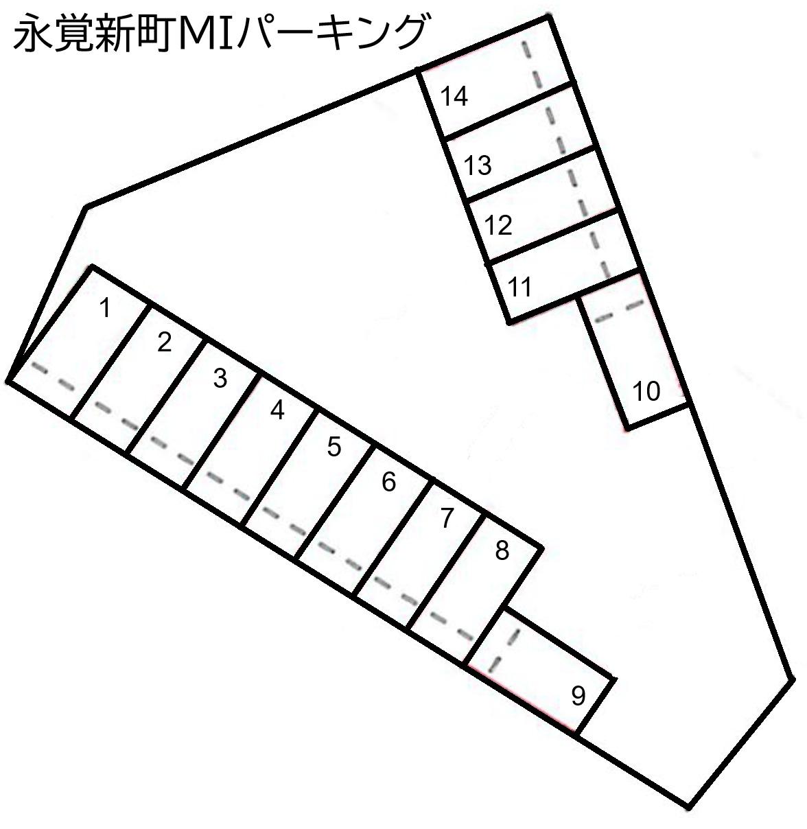 永覚新町ＭＩパーキングの駐車配置図