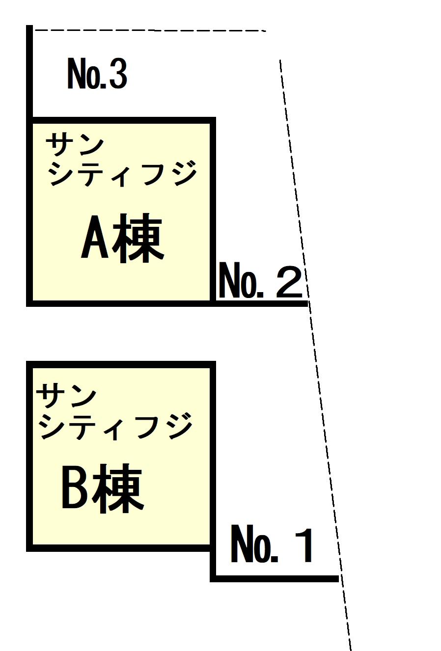 サンシティーフジＡ棟の駐車配置図