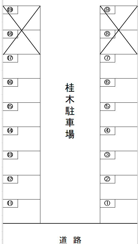 桂木駐車場の駐車配置図