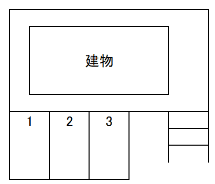 浜須賀貸家駐車場の駐車配置図