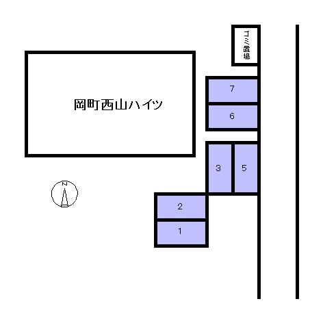 岡町西山ハイツ敷地内駐車場の駐車配置図