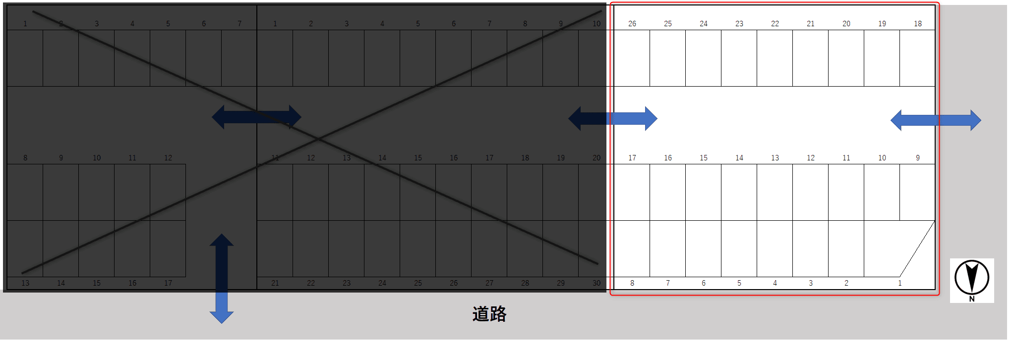 三光パークNo.25の駐車配置図