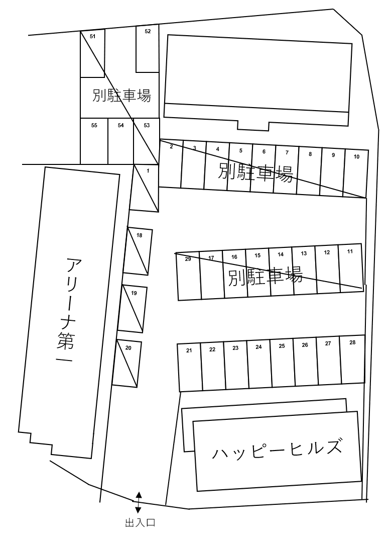ハッピーヒルズ駐車場の駐車配置図