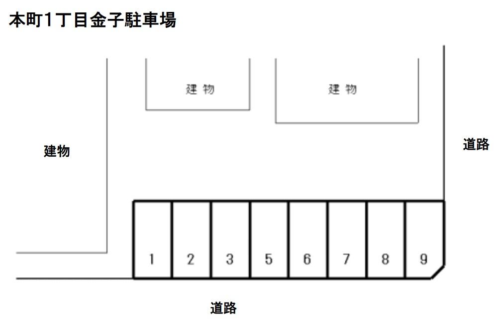 本町１丁目金子駐車場の駐車配置図