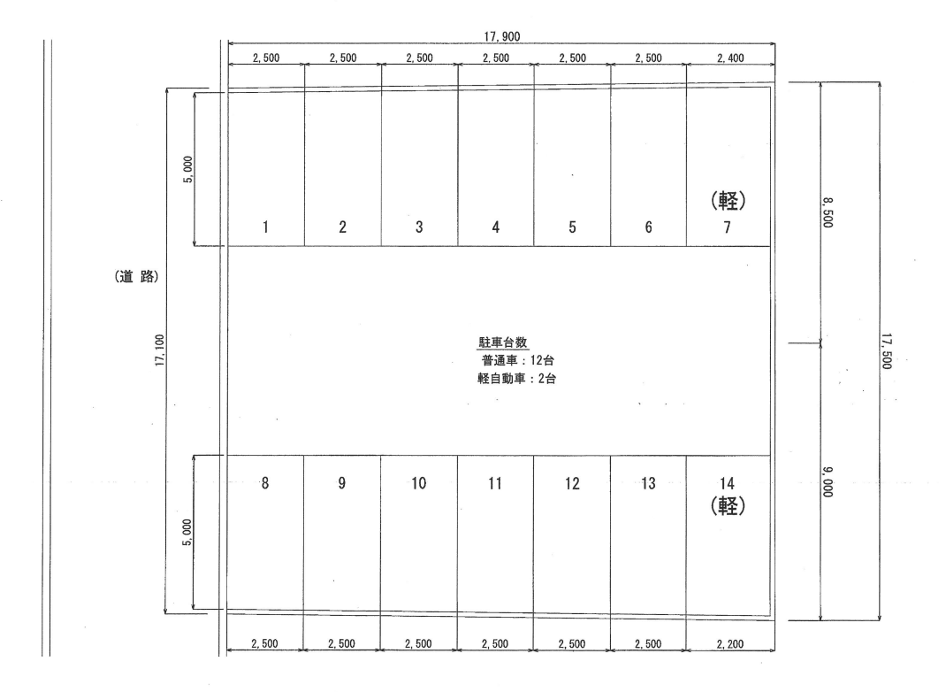 奈多１丁目ルミナス駐車場の駐車配置図