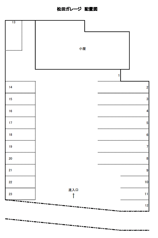 松田ガレージの駐車配置図