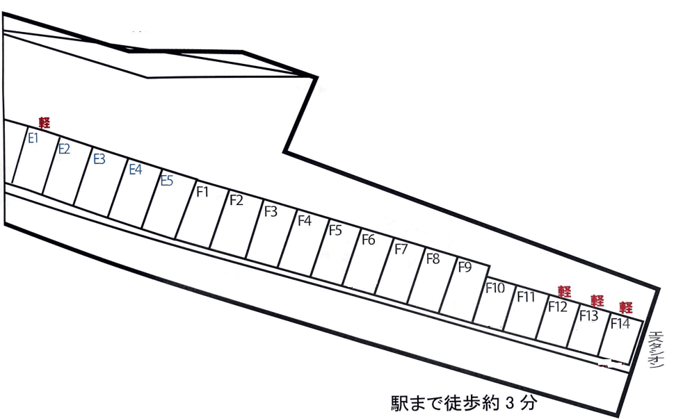 線路沿い駐車場の駐車配置図