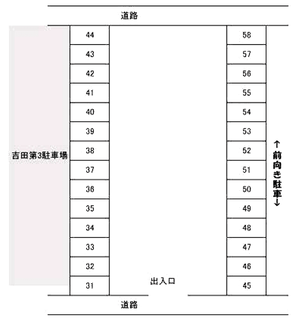 吉田第３Ｂ駐車場の駐車配置図