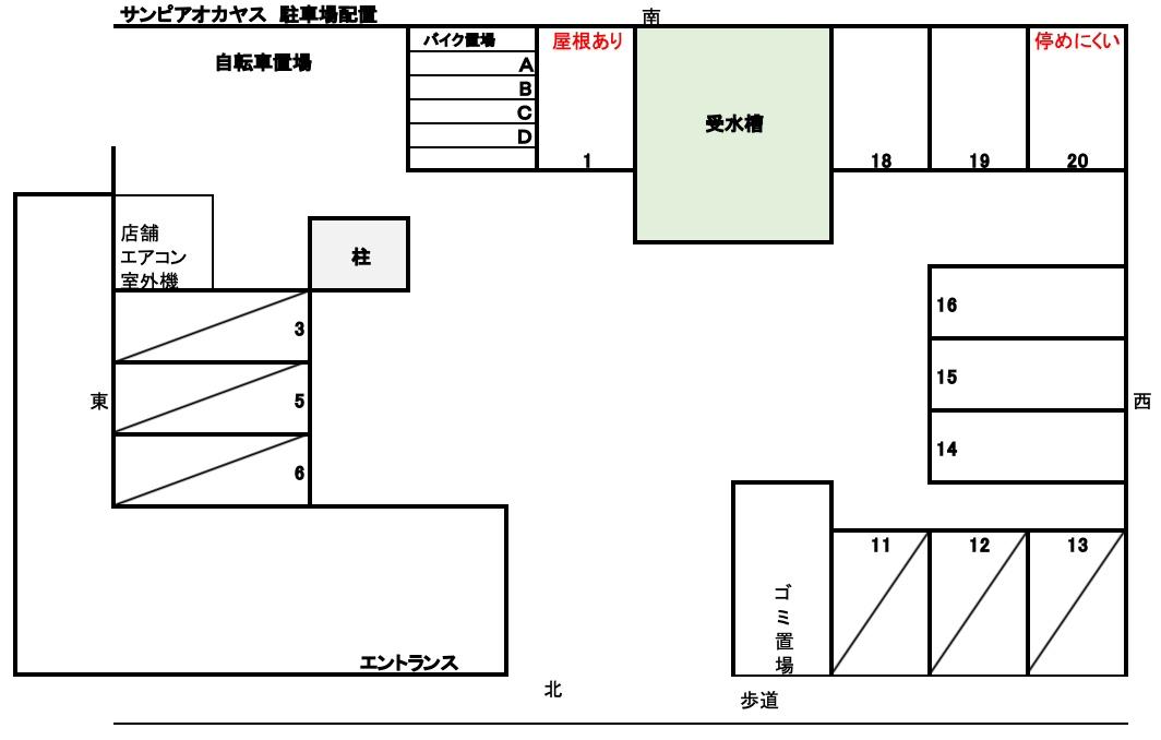 サンピアオカヤスの駐車配置図