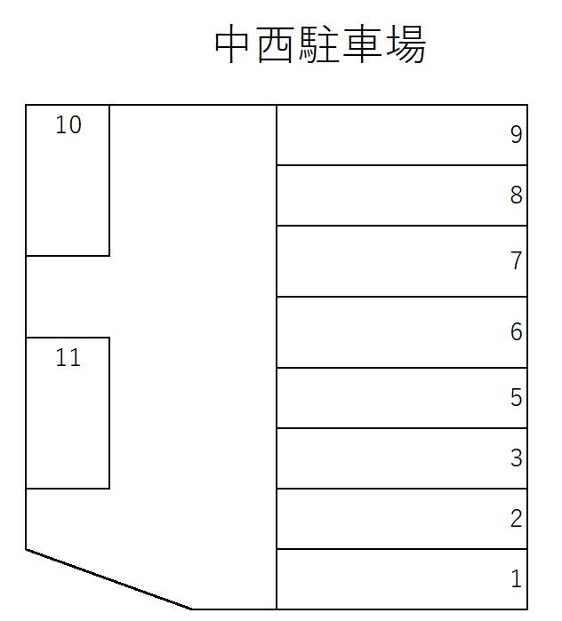 中西駐車場の駐車配置図