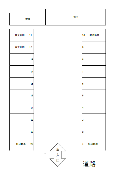 A-121西中原1丁目島﨑貸駐車場の駐車配置図