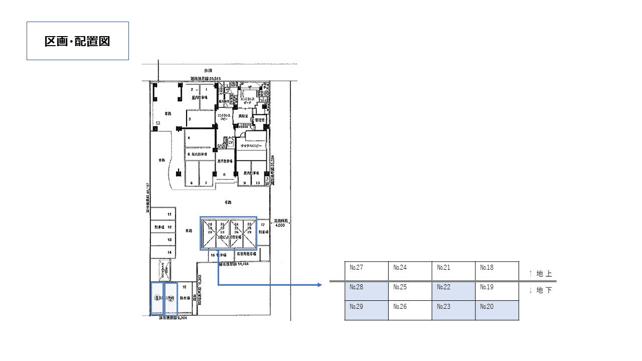 南１条西駐車場の駐車配置図