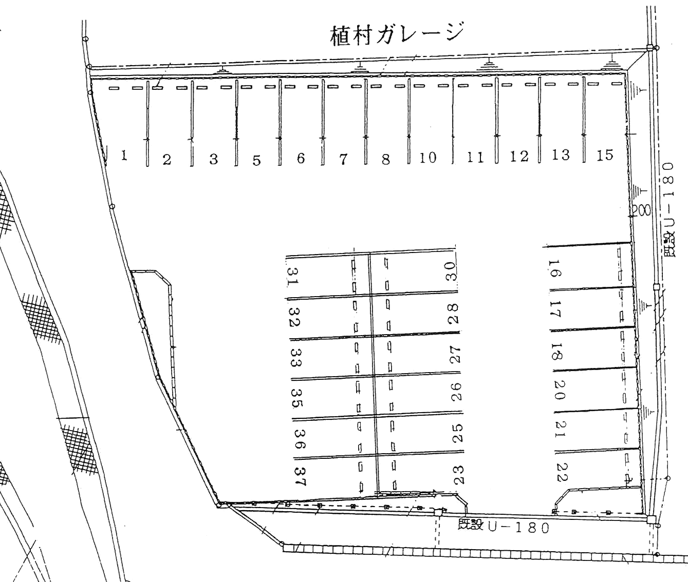 植村ガレージの駐車配置図