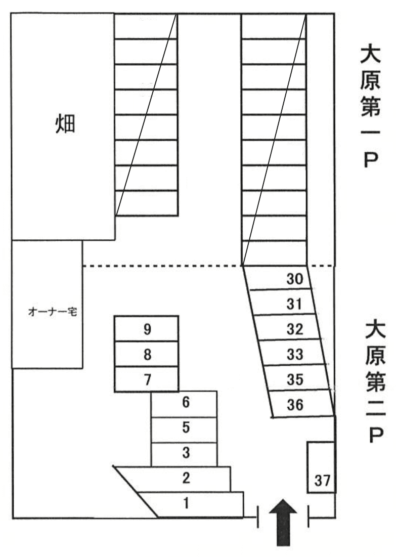 大原第二Ｐの駐車配置図