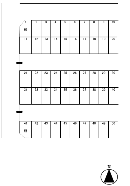 四季の道　パークサイド駐車場の駐車配置図