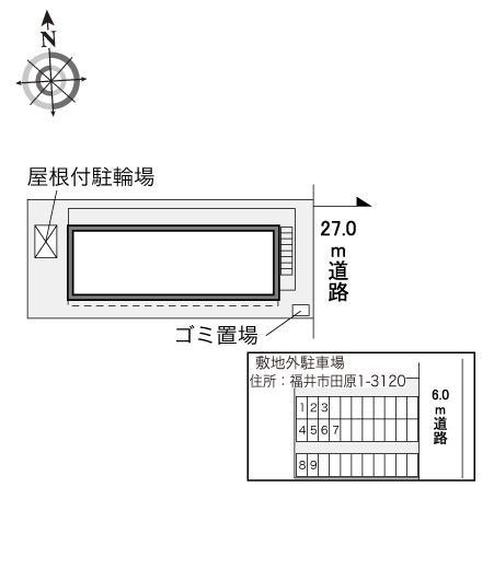 レオパレス田原町Ⅱ(34121) 敷地外駐車場の駐車配置図