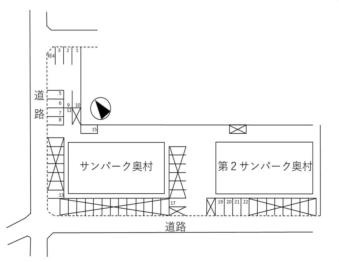 サンパーク奥村駐車場の駐車配置図