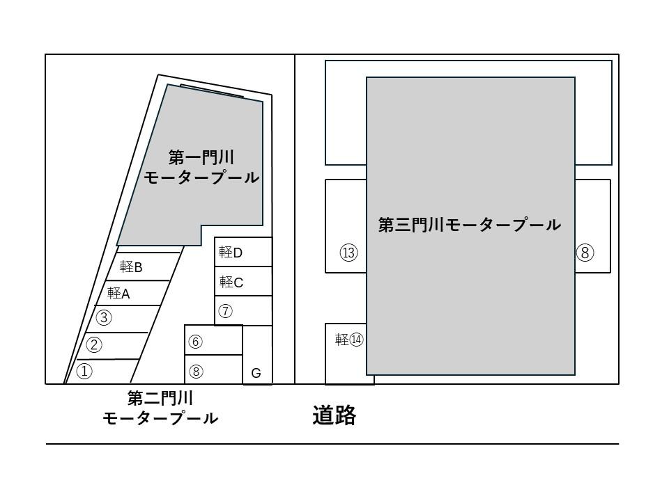 第二門川モータープールの駐車配置図