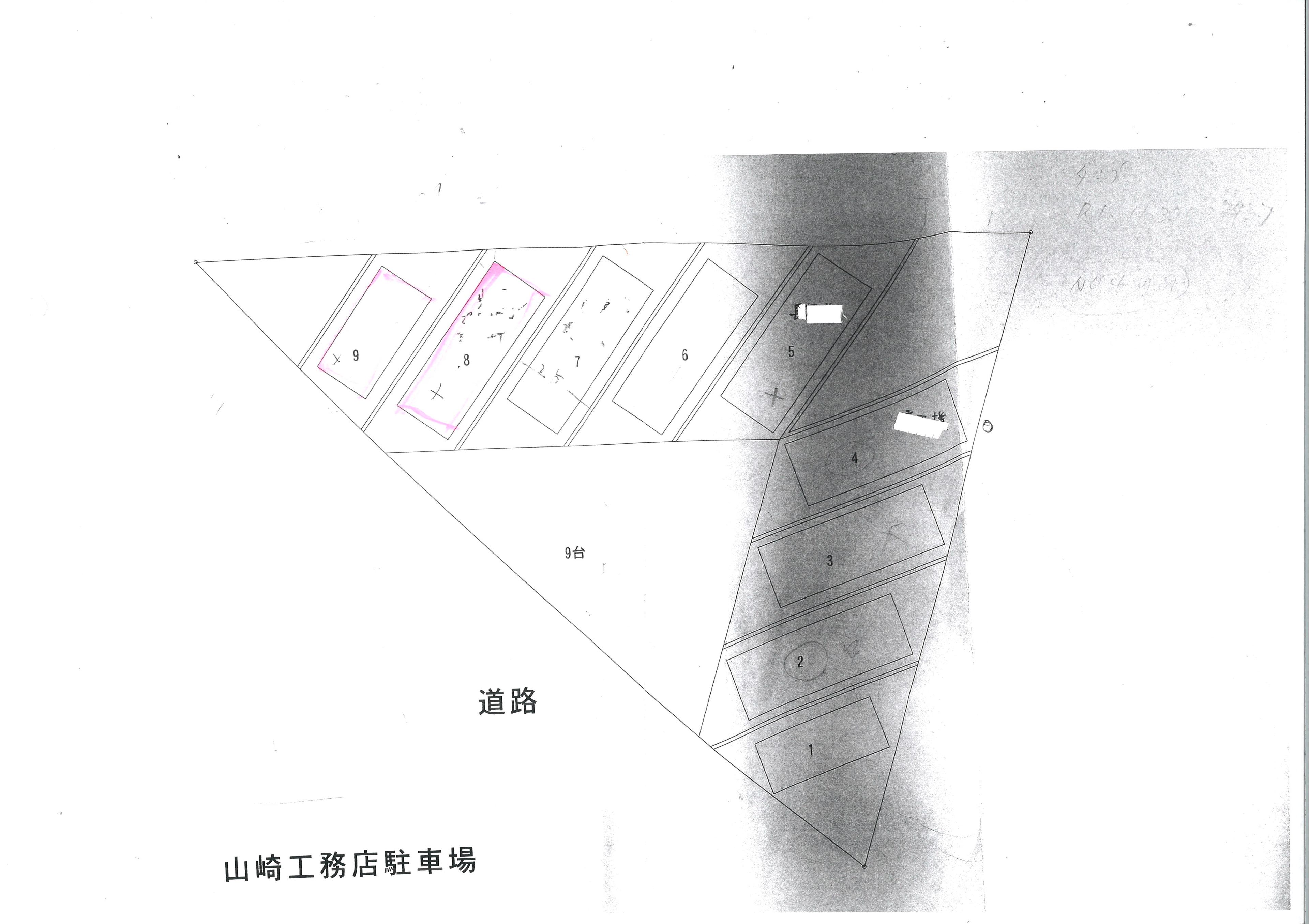 山﨑駐車場の駐車配置図