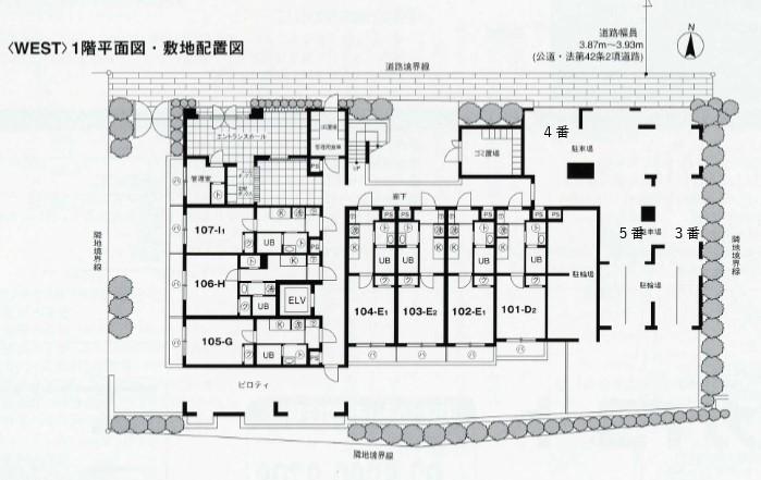 スカイコート品川御殿山WESTの駐車配置図