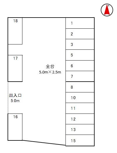 ほしみモータープールの駐車配置図
