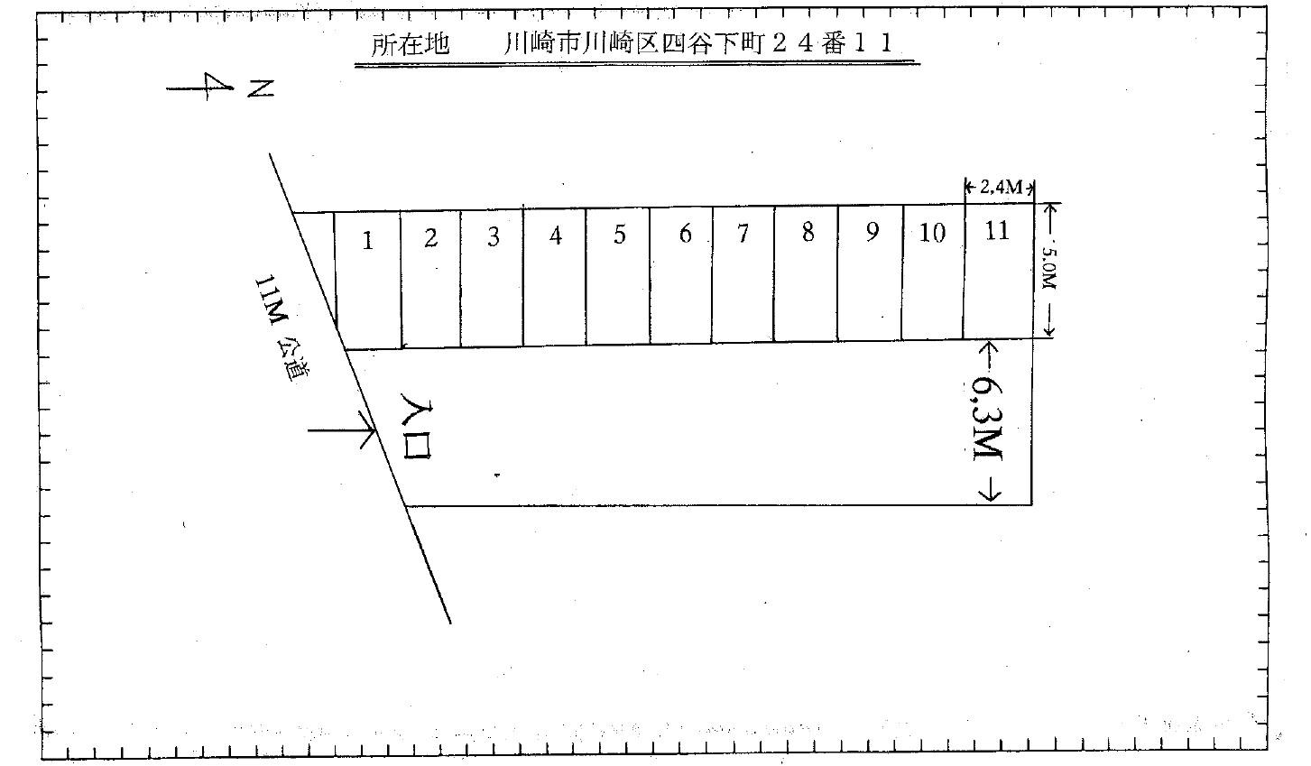 四谷下町58駐車場の駐車配置図