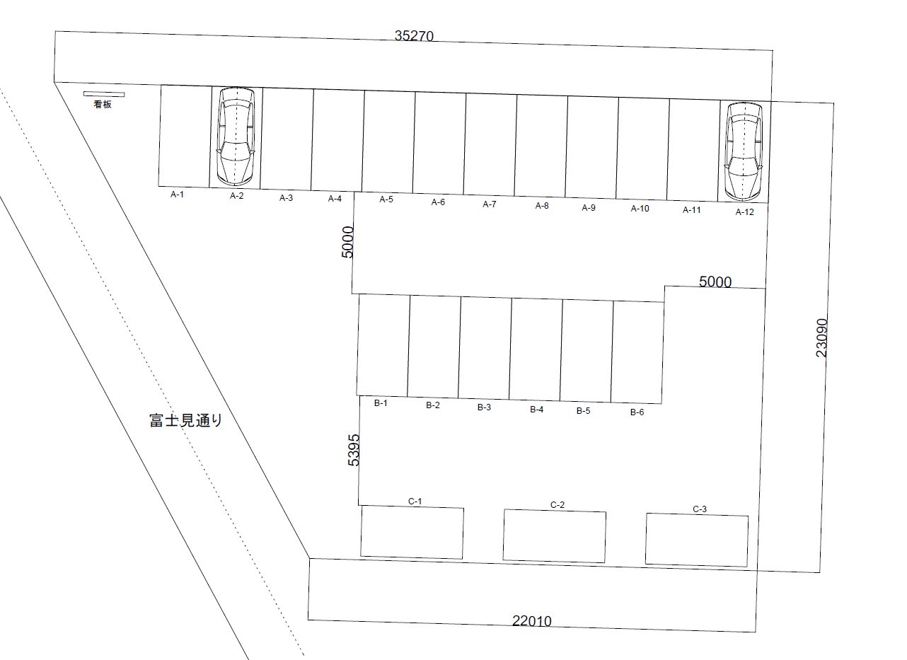 【定期利用】武蔵村山市岸一丁目の駐車配置図