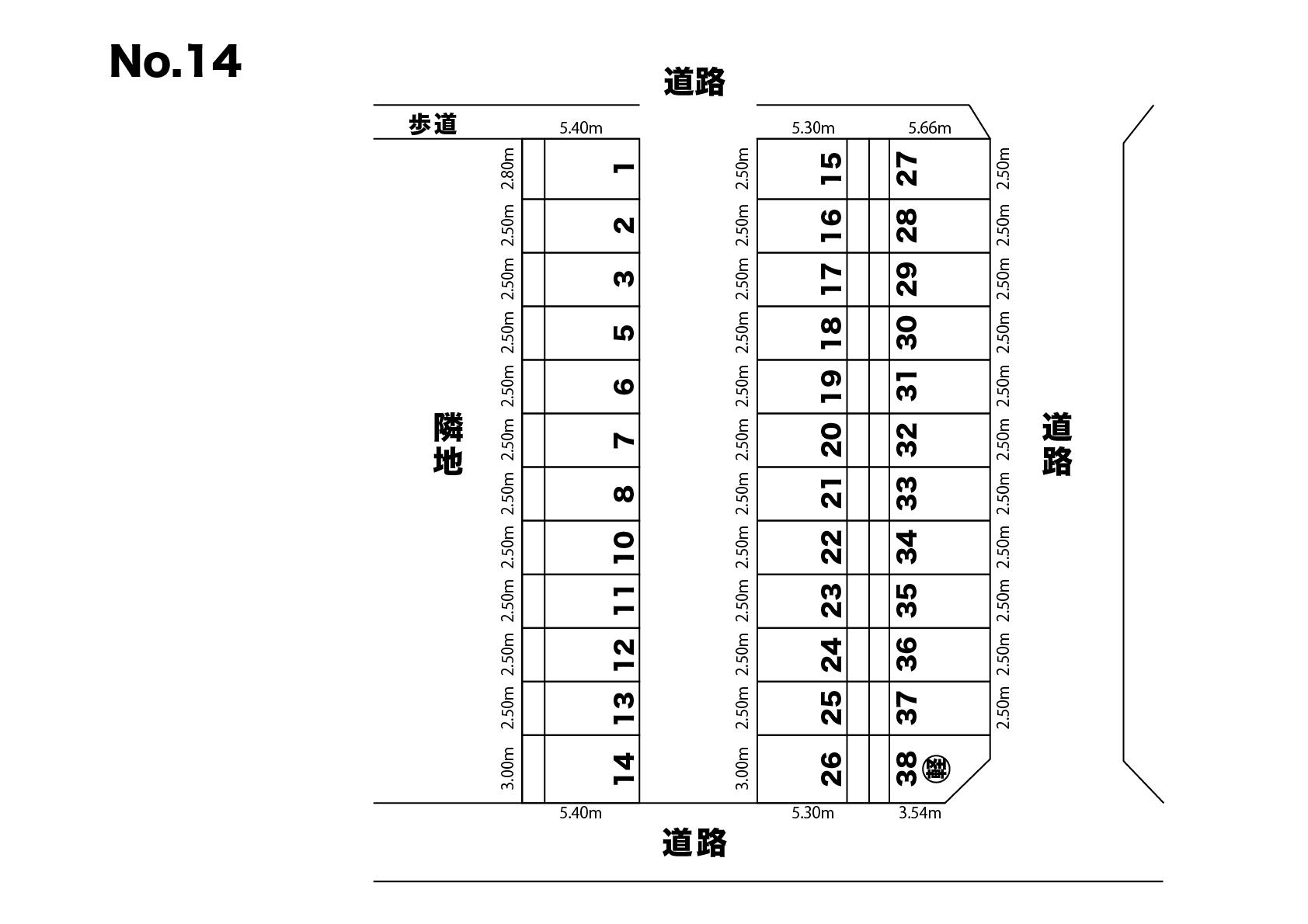 吉澤駐車場（No.14）の駐車配置図