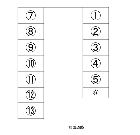 橋通り月極有料駐車場の駐車配置図