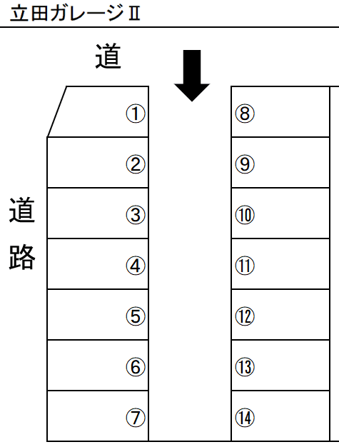 立田ガレージⅡの駐車配置図