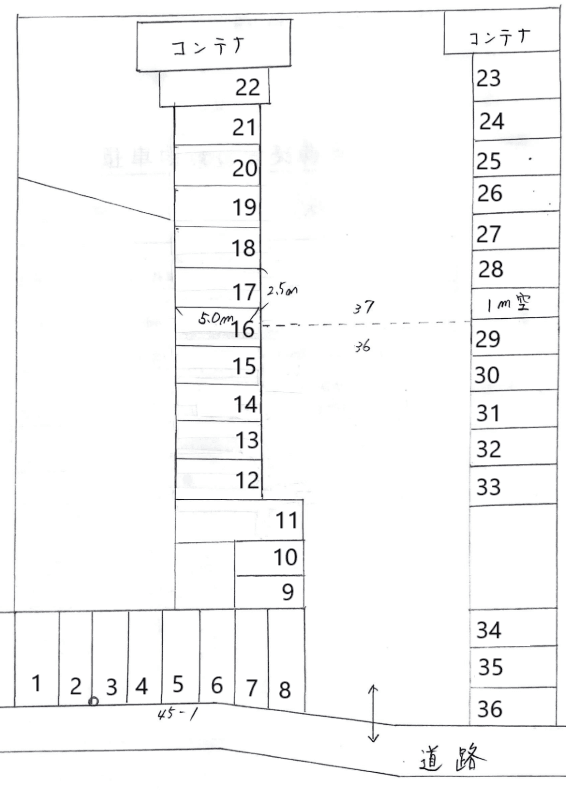 長草町坪井45番1駐車場の駐車配置図