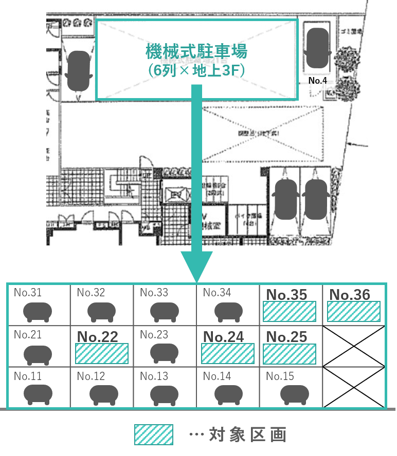 箕輪町２丁目駐車場の駐車配置図