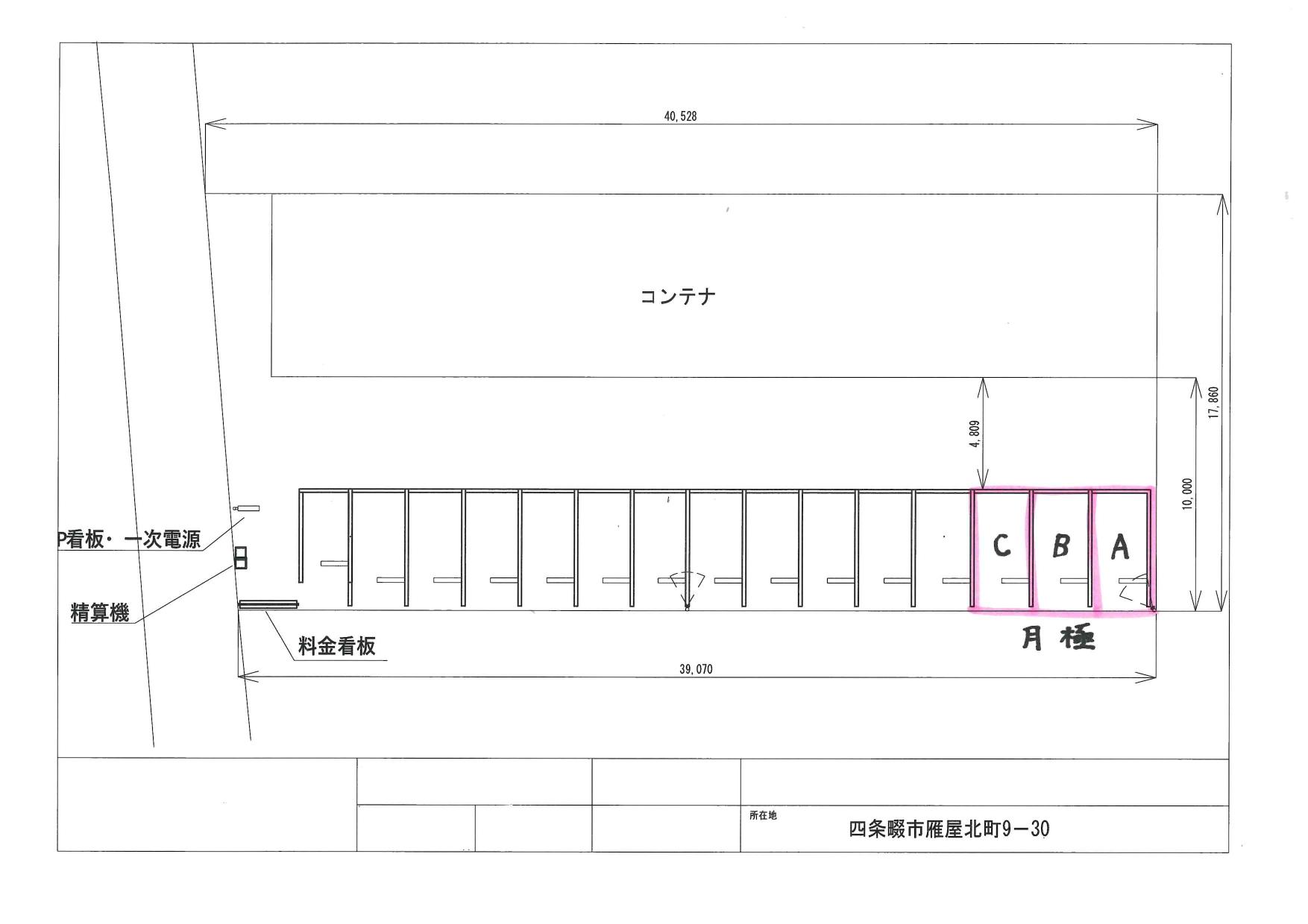 クレスト雁屋北町の駐車配置図