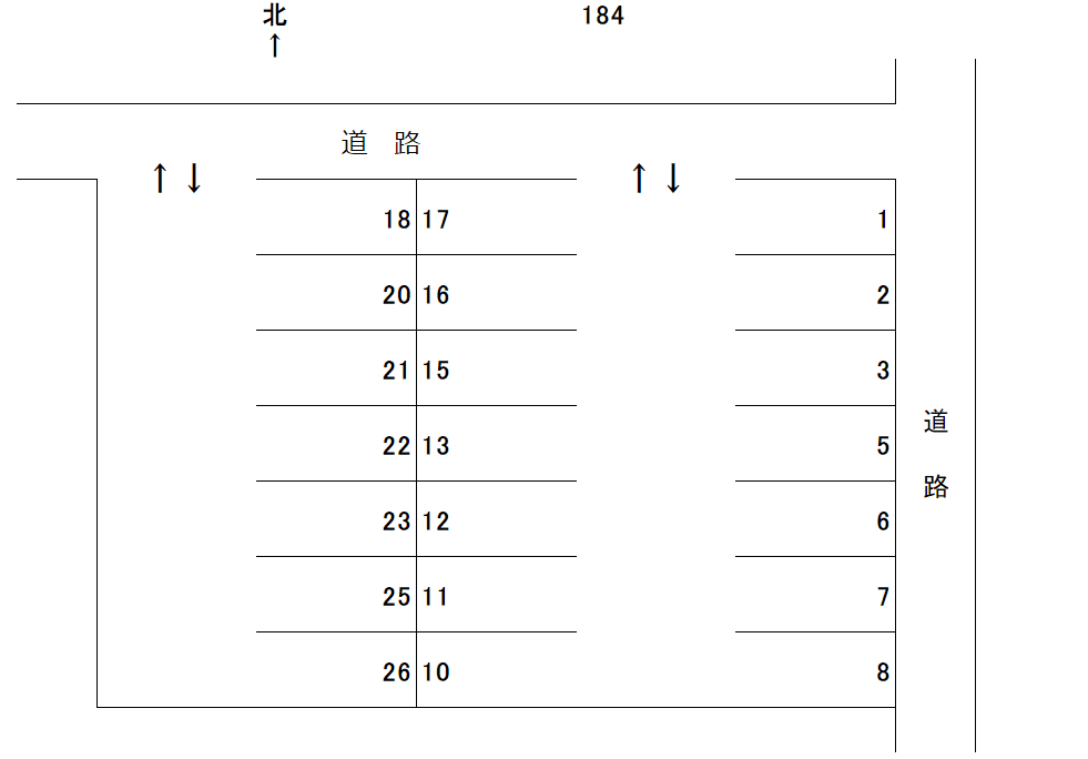 岩倉－184の駐車配置図