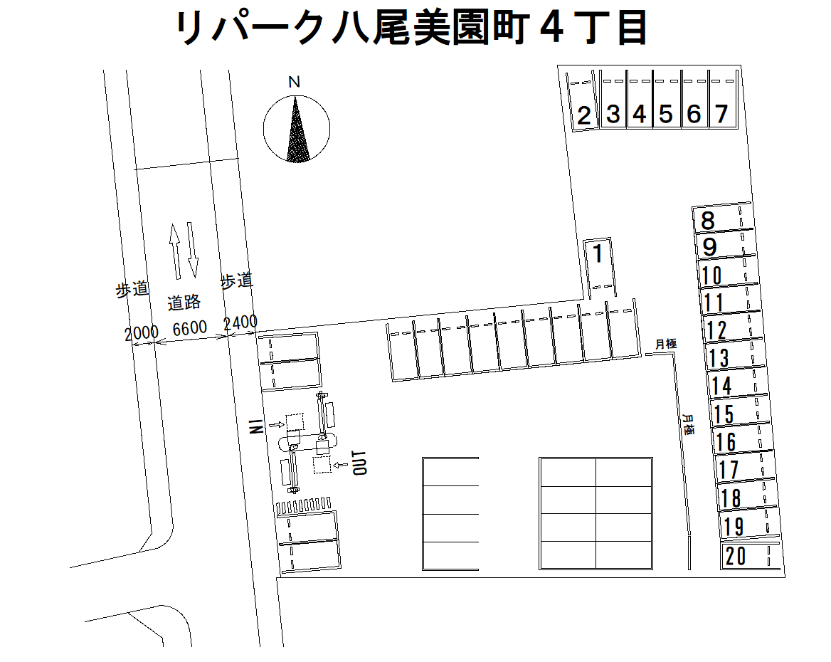 八尾美園町４丁目の駐車配置図