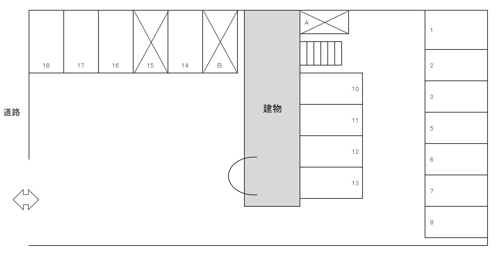 近江ガレージの駐車配置図