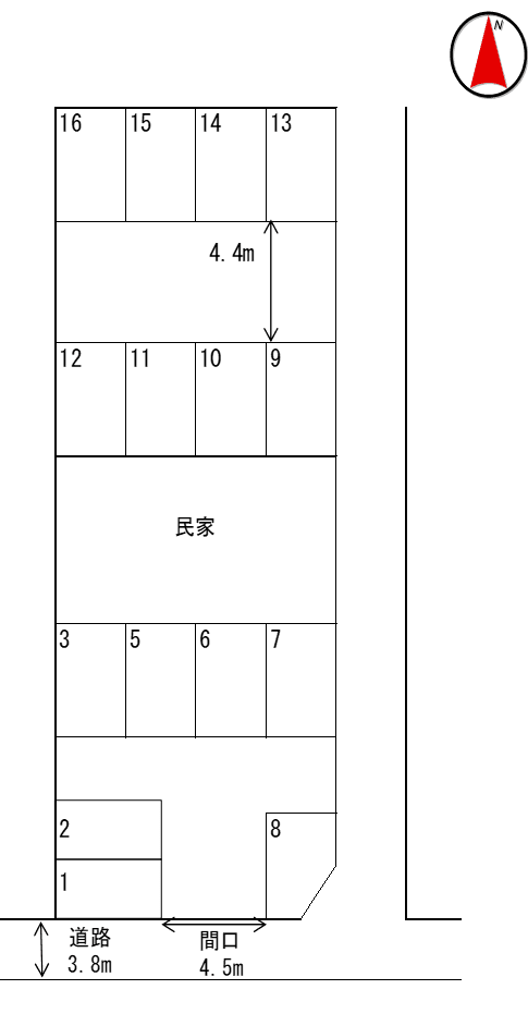 細田第7モータープールの駐車配置図