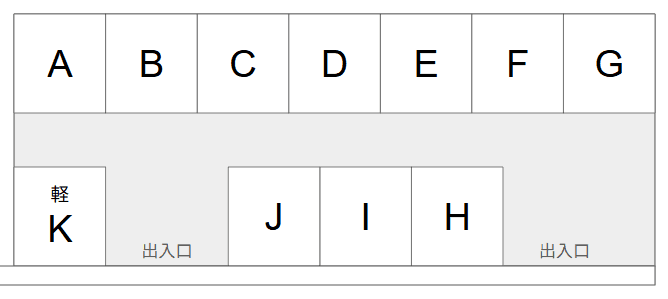田島有料駐車場の駐車配置図
