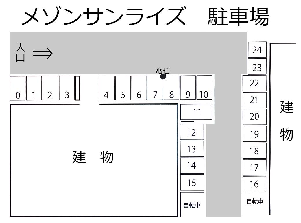 メゾンサンライズ　駐車場の駐車配置図
