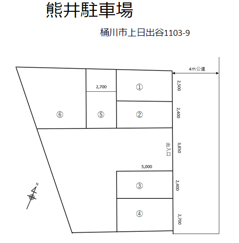 熊井駐車場の駐車配置図