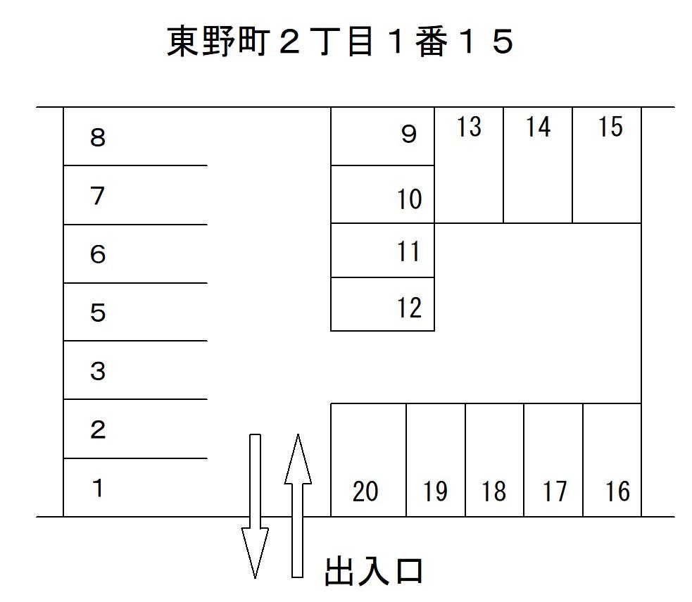 東野町２丁目１番１５の駐車配置図