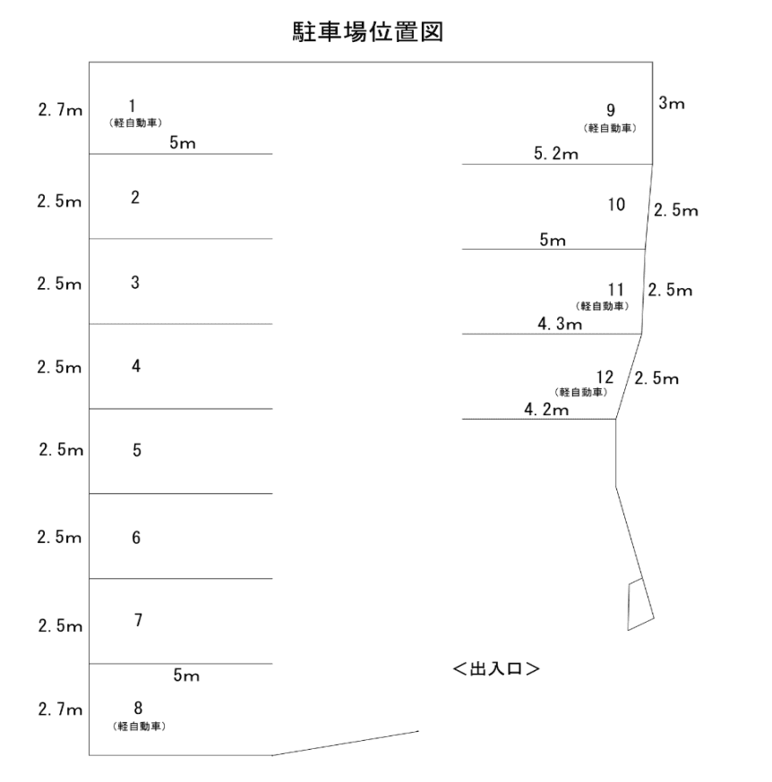 渡鹿6丁目駐車場の駐車配置図