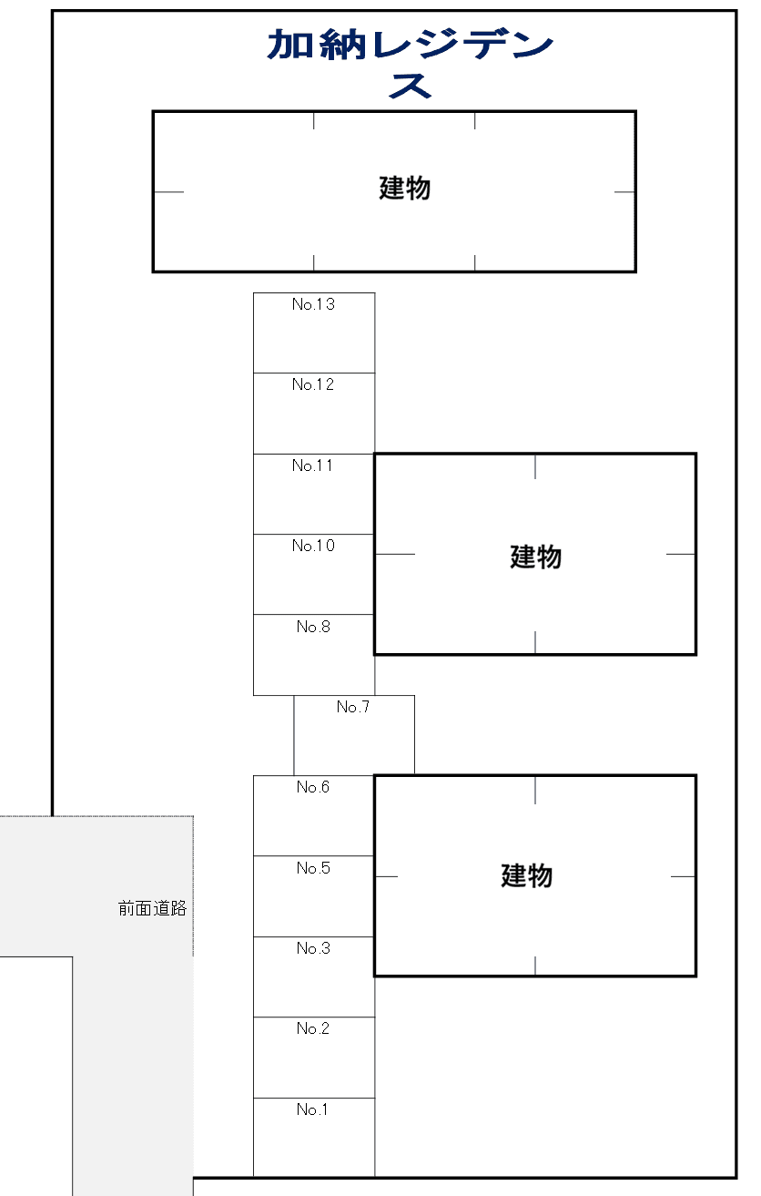加納レジデンスの駐車配置図