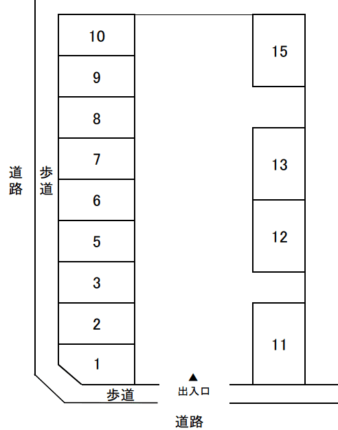 黒川パーキングの駐車配置図