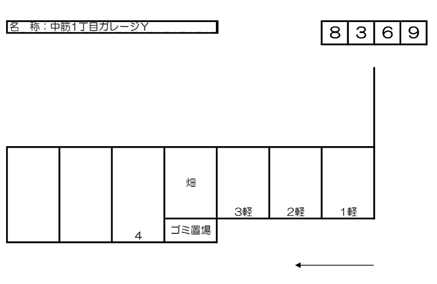 中筋一丁目ガレージYの駐車配置図